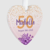 Anniversaire rose d'or confetti fleurs violettes (devant)