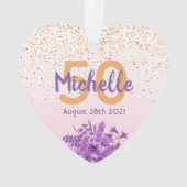 Anniversaire rose d'or confetti fleurs violettes (dos)