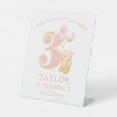 Anniversaire rose Fille 3 ans Panneau de bienvenue (Recto)