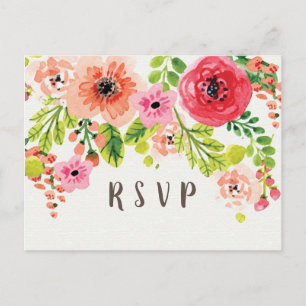anniversaire rose floral Carte postale RSVP