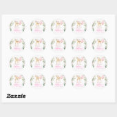 Anniversaire rose floral cerf Favoriser Sticker (Feuille)