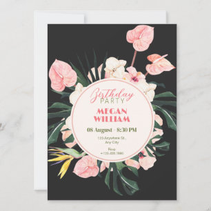 Anniversaire rose noire Invitation