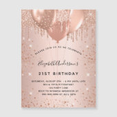 Anniversaire rose or ballons d'or invitation magné (Devant)