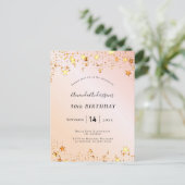 Anniversaire rose or blush rose étoiles invitation (Debout devant)