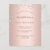 Anniversaire rose or diamants invitation (Devant)