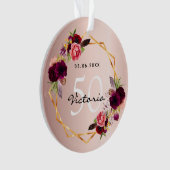 Anniversaire rose or géométrique florale bordeaux  (devant)