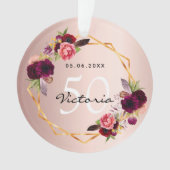 Anniversaire rose or géométrique florale bordeaux  (devant)