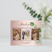 Anniversaire rose or rose carte de remerciements p (Debout devant)