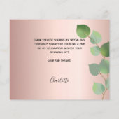 Anniversaire rose or rose carte de remerciements p (Dos)