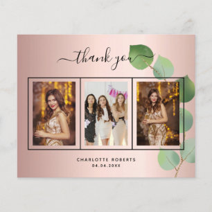 Anniversaire rose or rose carte de remerciements p