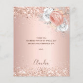 Anniversaire rose or rousse carte de remerciements (Dos)