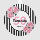 Anniversaire rose roses noir blanc rayures (dos)