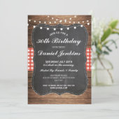 Anniversaire Rustic Red Check Lights Invitation au (Debout devant)