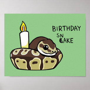 Anniversaire Snake Cute Ball Python Dessin Poster