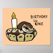 Anniversaire Snake Cute Ball Python Dessin Poster (Devant)