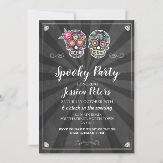 Anniversaire Soeur Crâne Halloween Invitation (Devant)