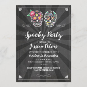 Anniversaire Soeur Crâne Halloween Invitation