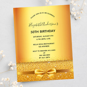 Anniversaire soirée or élégant arc invitation