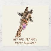 Anniversaire Sparkling Vin Étiquette Funny Giraffe (Étiquettes simples)