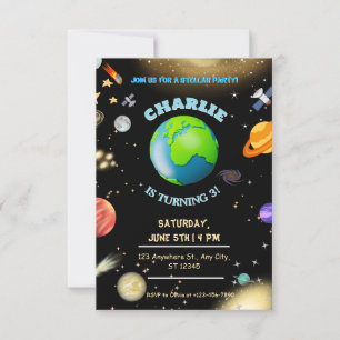 Anniversaire spatial en galaxie Invitation