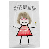 Anniversaire Stick Girl with Daisy Medium Sac cade (Devant)