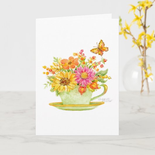 Anniversaire Teacup Belle Jour Joy Carte de Bonheu (Fleur jaune)