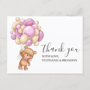 Anniversaire Teddy Bear PINK Ballons Cartes de rem