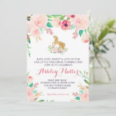 Anniversaire Unicorn rose Belle Invitation Florale (Debout devant)
