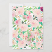 Anniversaire Unicorn rose Belle Invitation Florale (Dos)