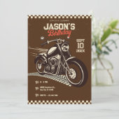 Anniversaire vintage classique de moto Invitation (Debout devant)