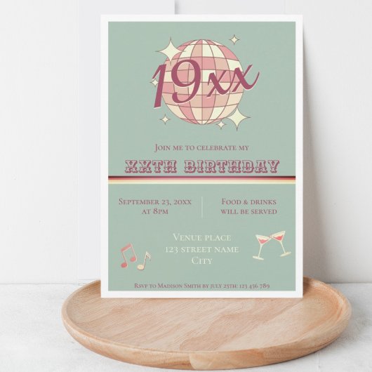 Anniversaire vintage fête Invitation