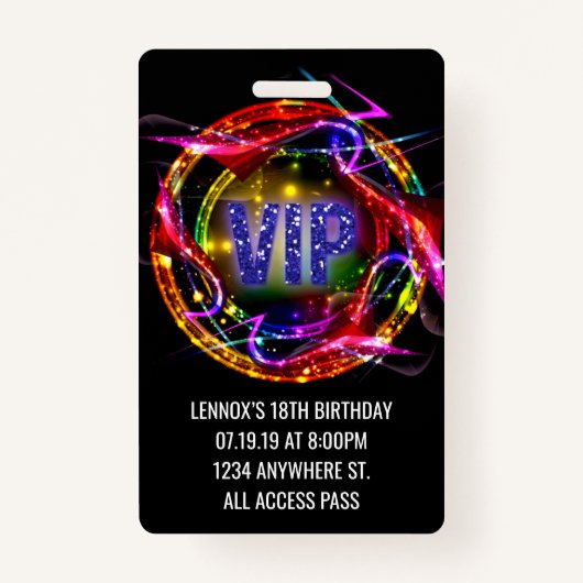 Anniversaire VIP Pass Badge Invitation (Devant)