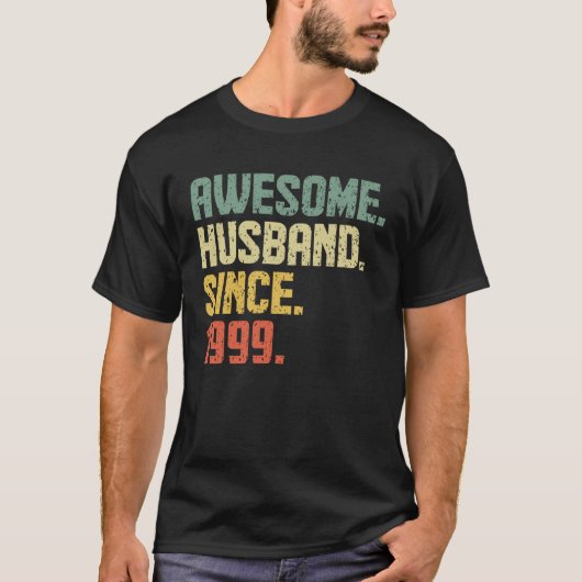 Anniversary Awesome Husband Since 1999 Retro T-shirt (Voorkant)