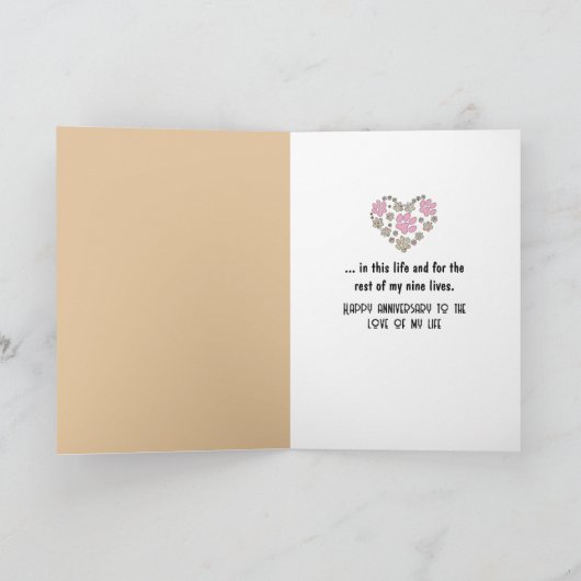 Anniversary Cats Hugging In Sunshine Kaart (Binnen)