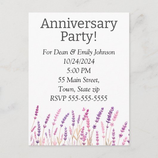 Anniversary party invitations (Devant)