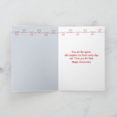 Anniversary Queen of Hearts On White Satin Fabric Kaart (Binnen)