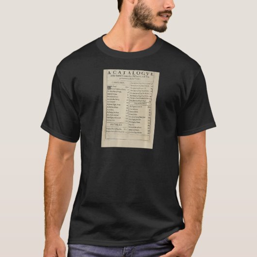 Anniversary Table of Contents Shakespeare First Fo T-shirt (Voorkant)