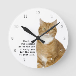 Annoing Cat Clock Ronde Klok