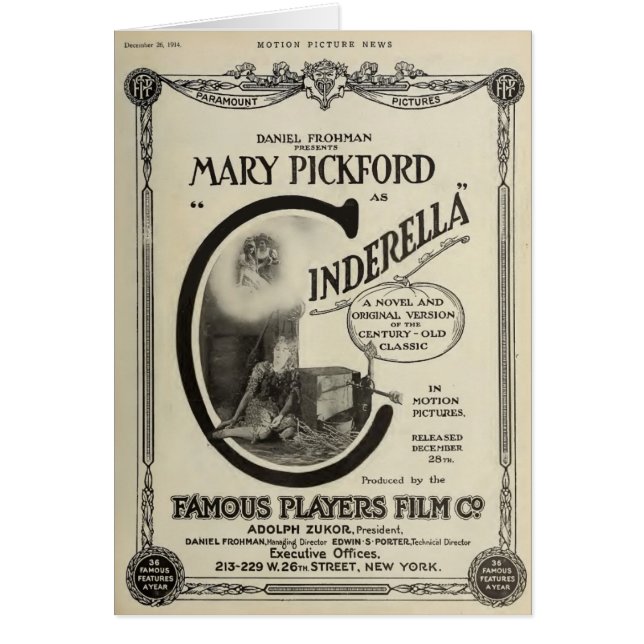 Annonce 1914 de cinéma muet de Mary Pickford (Devant)