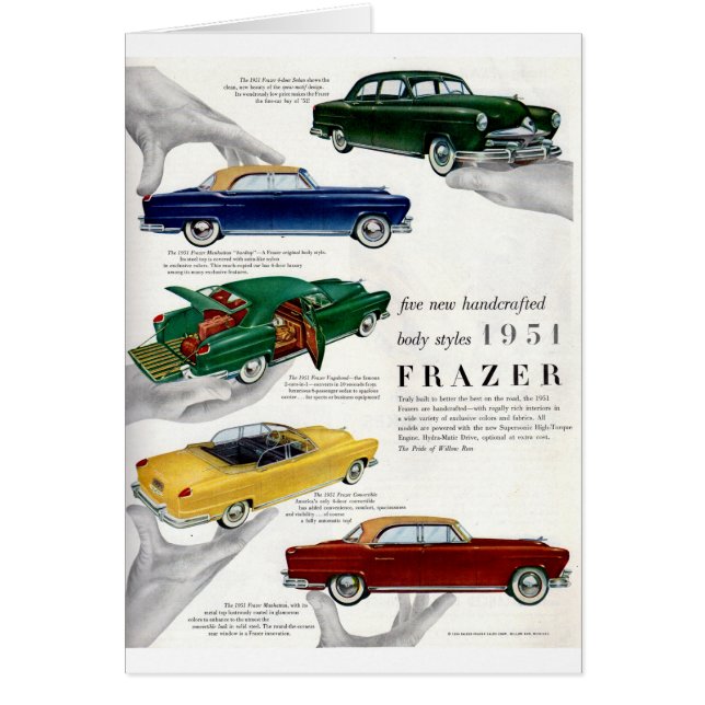 Annonce automobile Frazer 1951 (Devant)