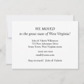 Annonce de déménagement de carte de Virginie-Occid (Dos)
