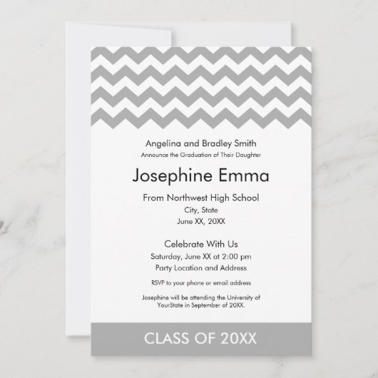 Annonce de diplôme et invitation - Chevrons (Devant)