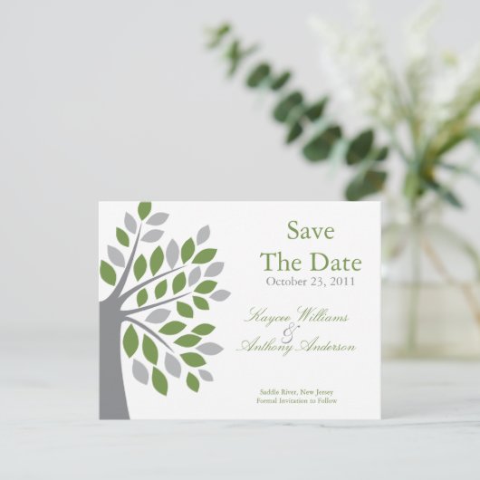 Annonce de Faire-Part de Date de Mariage Arbre Ver (Debout devant)