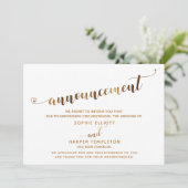 Annonce de faire-part de mariage annulé en forme d (Debout devant)