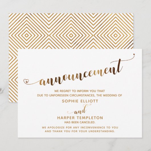 Annonce de faire-part de mariage annulé en forme d (Devant / Derrière)