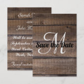 Annonce de Faire-Part de Mariage en Bois Rustique  (Devant / Derrière)