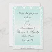 Annonce de Faire-Part de Simple Chic Mint Damask (Dos)