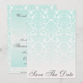 Annonce de Faire-Part de Simple Chic Mint Damask (Devant / Derrière)