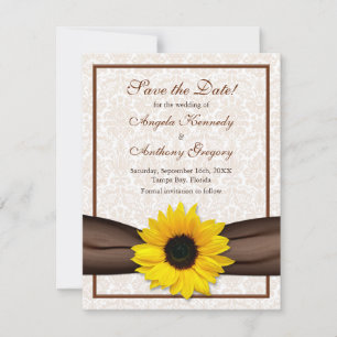 Annonce de faire-part "Sunflower Damask Floral" po
