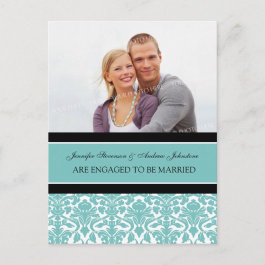 Annonce de Fiançailles Photo Carte Postale Teal Da (Devant)